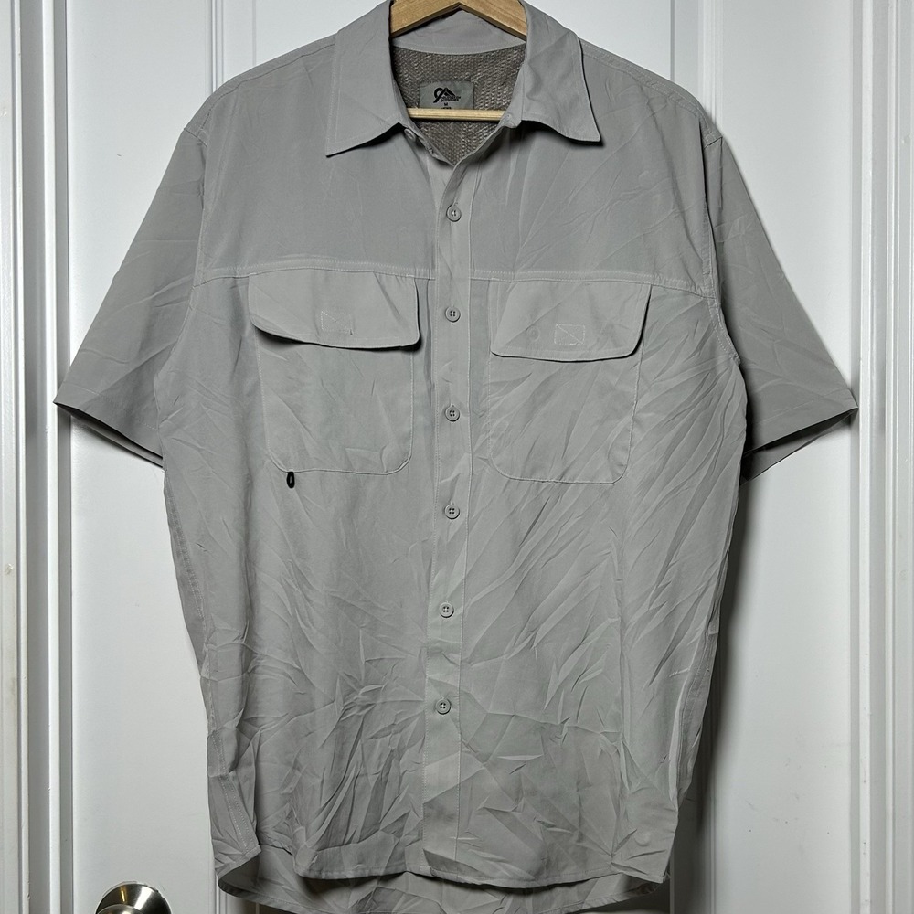 Colosseum Outdoors Grey Short‎ Sleeve Vented Performance Button Up Fishing Shirt